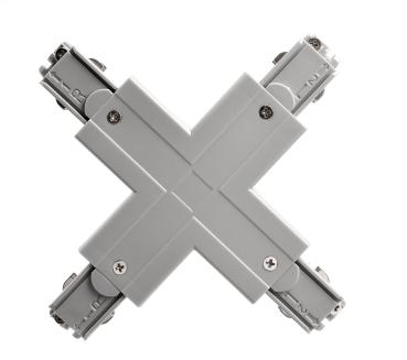 Preview: 3-Phasen Schienensystem - D Line X-Verbinder links-links-rechts-rechts, Hellgrau