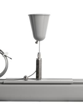 Preview: 3-Phasen Schienensystem - D Line Seilabhängungshalter mit Deckenrosette 1,5m, Hellgrau