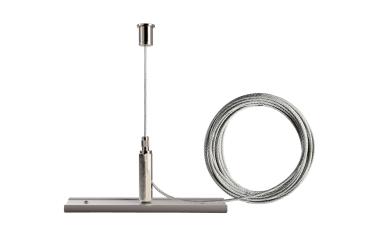 3-Phasen Schienensystem - D Line Seilabhängungshalter Mini mit 5,0m Abhängeseil, Hellgrau