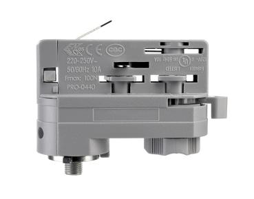 Preview: 3-Phasen Schienensystem - D Line 3-Phasen Adapter für Leuchtenmontage, Hellgrau