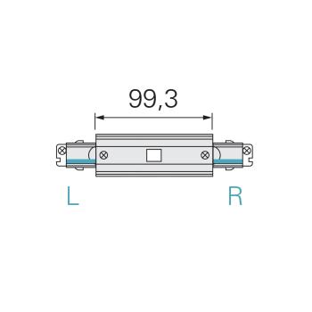 Preview: 3-Phasen Schienensystem - D Line DALI elektr. Längsverbinder mit Einspeisem. li-re, weiß