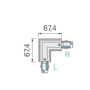 Preview: 3-Phasen Schienensystem - D Line DALI 90°-Verbinder links-rechts mit Wechselmechanik, schwarz