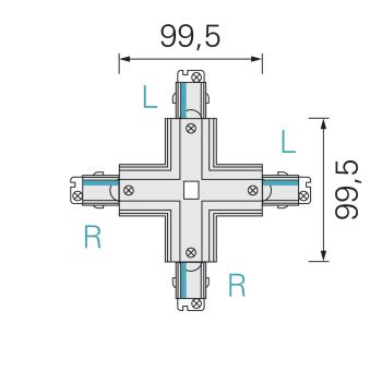 Preview: 3-Phasen Schienensystem - D Line DALI X-Verbinder links-links-rechts-rechts, weiß