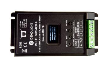 Preview: Niedervolt DMX Dimmer (CV, DC) - MULTI-LED-Dimmer 1-4 CH, DMX/AUTO/MAN, 12-48V, 20A