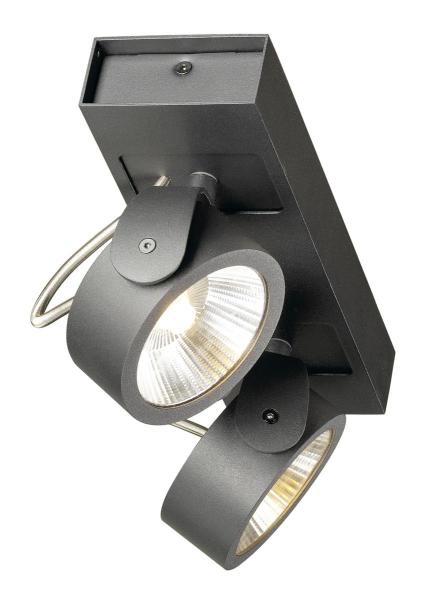 KALU, Wand- und Deckenleuchte, zweiflammig, LED, 3000 K, schwarz, 60°