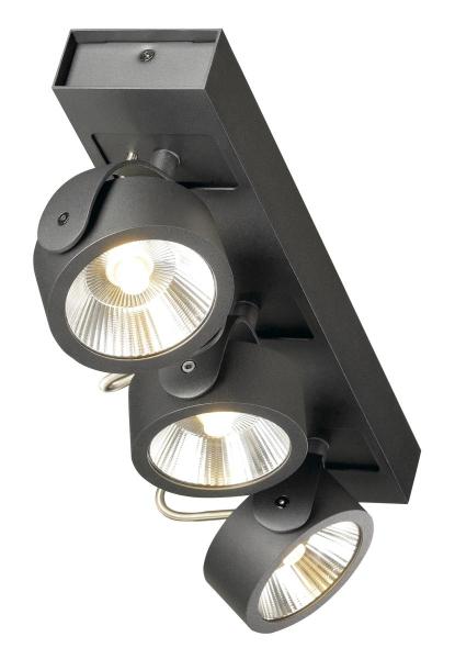 KALU, Wand- und Deckenleuchte, dreiflammig, LED, 3000 K, schwarz, 60°