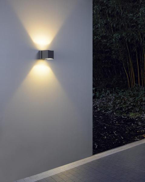 SQUARE TURN, QT14, Outdoor Wandleuchte, silbergrau, max. 42 W, IP44