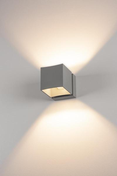 SQUARE TURN, QT14, Outdoor Wandleuchte, silbergrau, max. 42 W, IP44