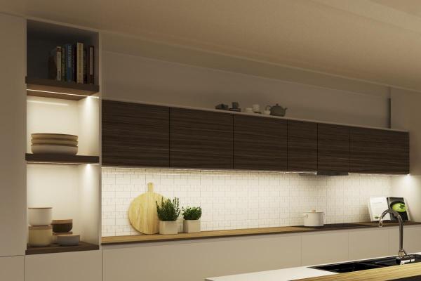 GRAZIA 10, Aufbauprofil, LED, flach, gerillt, 2 m, schwarz