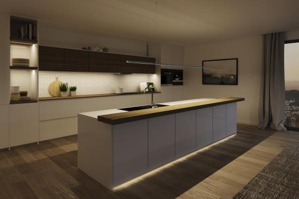 GRAZIA 10, Aufbauprofil, LED, flach, gerillt, 2 m, schwarz