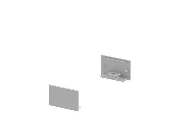 ENDKAPPEN, für GRAZIA 20 Aufbauprofil flach, 2 Stück, flache Ausführung, aluminium