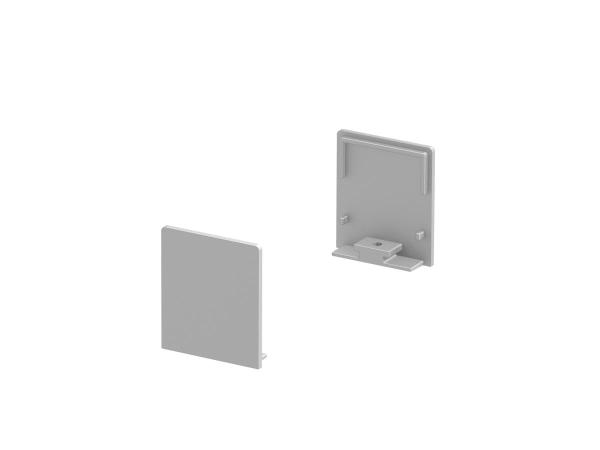 ENDKAPPEN, für GRAZIA 20 Aufbauprofil flach, 2 Stück, hohe Ausführung, aluminium