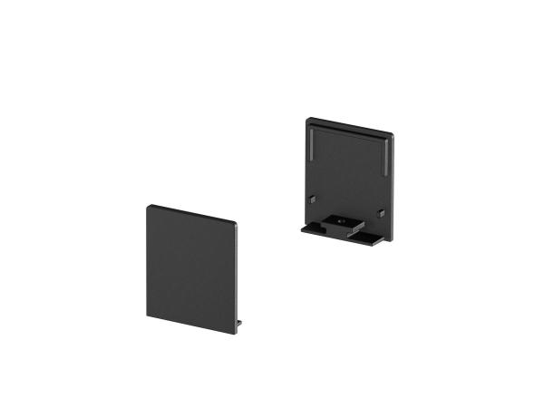 ENDKAPPEN, für GRAZIA 20 Aufbauprofil flach, 2 Stück, hohe Ausführung, schwarz