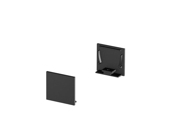 ENDKAPPEN, für GRAZIA 20 Aufbauprofil standard, 2 Stück, flache Ausführung, schwarz