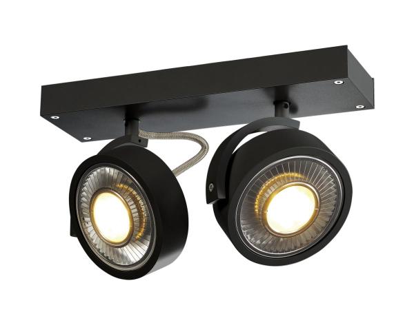KALU, Wand- und Deckenleuchte, QPAR111, zweiflammig, schwarz, max. 75 W