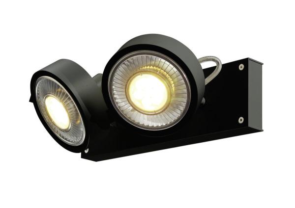 KALU, Wand- und Deckenleuchte, QPAR111, zweiflammig, schwarz, max. 75 W