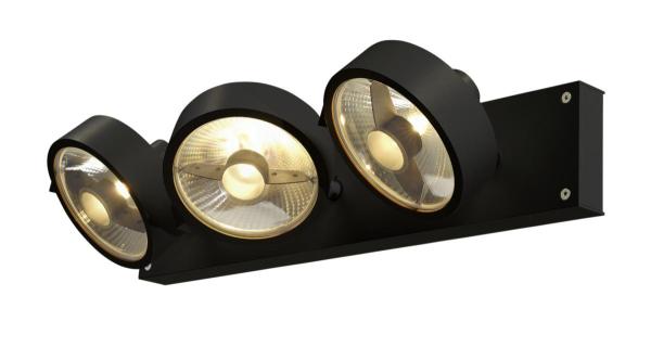 KALU, Wand- und Deckenleuchte, QPAR111, dreiflammig, schwarz, max. 75 W