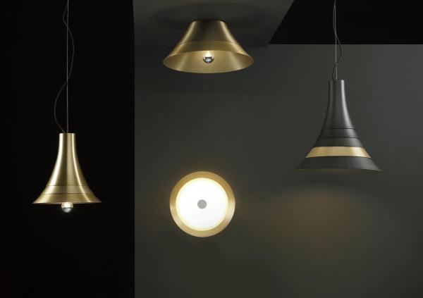 BATO 45, LED Indoor Pendelleuchte, schwarz/messing, LED, 2700 K