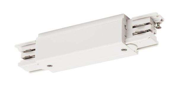 S-TRACK Längsverbinder, mit Einspeisemöglichkeit, PHASE, weiß