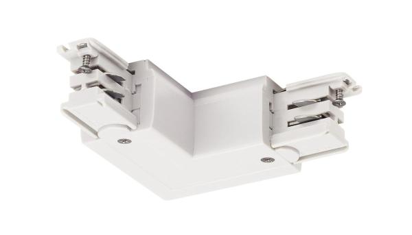 S-TRACK L-Verbinder, Erde innen, mit Einspeisemöglichkeit, PHASE, weiß