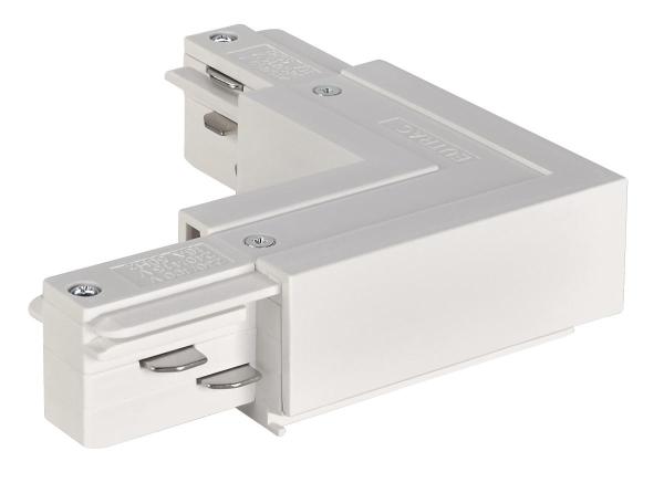 EUTRAC L-Verbinder, mit Einspeisemöglichkeit, Erde innen, verkehrsweiss