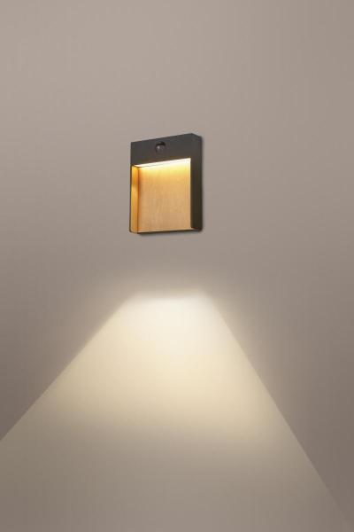FLATT SENSOR, Outdoor LED Wandaufbauleuchte, 3000/4000 K, IP54, anthrazit/braun