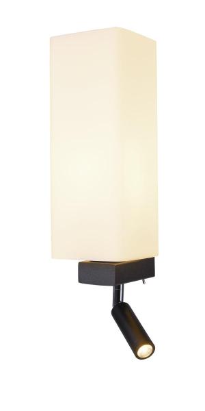 QUADRASS SPOT, Indoor Wandaufbauleuchte mit LED Spot und E27 Fassung, schwarz