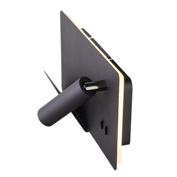 SOMNILA SPOT, Indoor LED Wandaufbauleuchte 3000 K schwarz Version links inkl. USB Anschluss