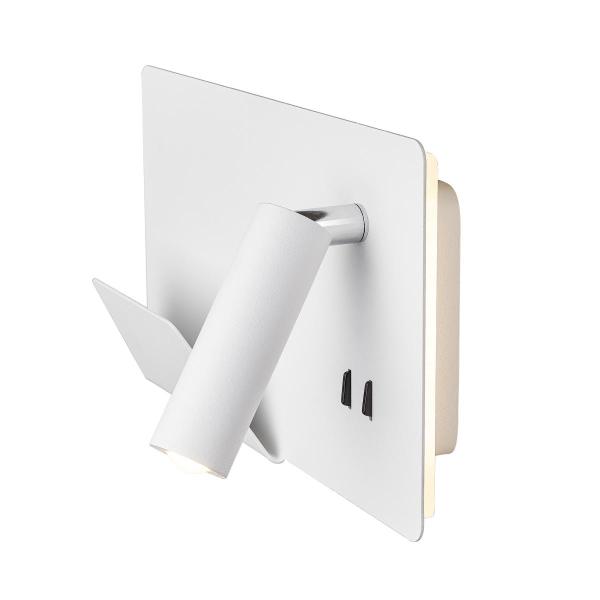 SOMNILA SPOT, Indoor LED Wandaufbauleuchte 3000 K weiß Version links inkl.USB Anschluss