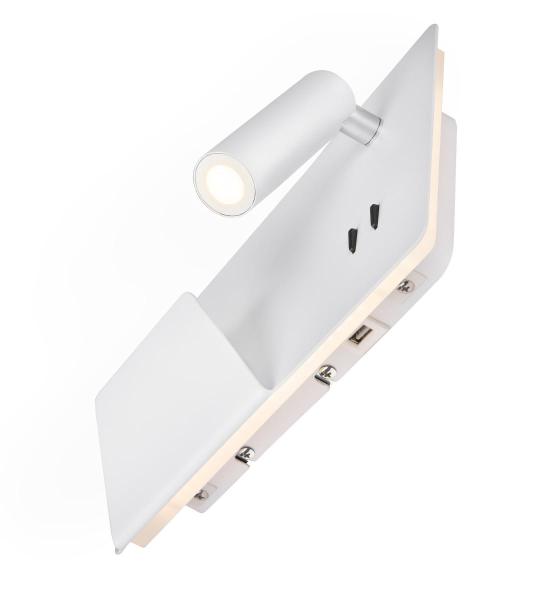 SOMNILA SPOT, Indoor LED Wandaufbauleuchte 3000 K weiß Version links inkl.USB Anschluss