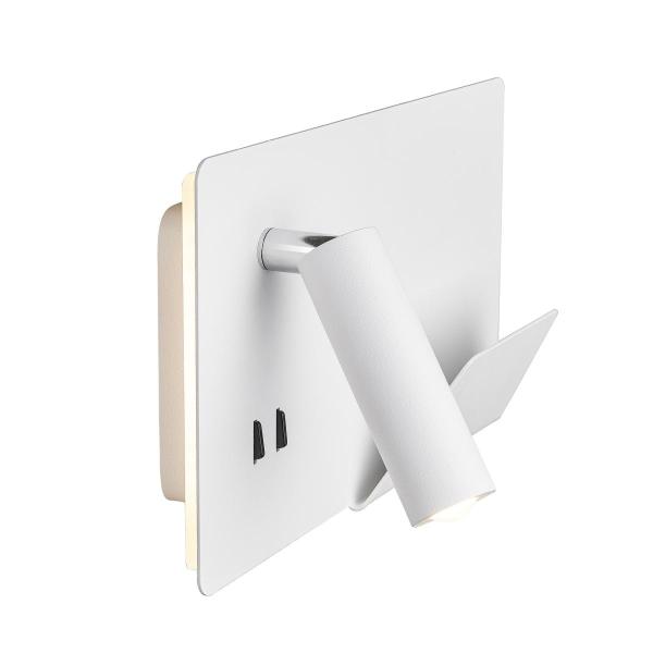 SOMNILA SPOT, Indoor LED Wandaufbauleuchte 3000 K weiß Version rechts inkl. USB Anschluss