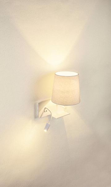 SOMNILA FLEX, Indoor LED Wandaufbauleuchte 3000 K weiß Version rechts inkl. USB Anschluss