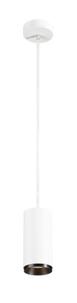 NUMINOS® M PD, PHASE, Pendelleuchte, Pendellänge 250 cm, 2700 K, 14 Watt, 36°, Phasenabschnitt, matt weiß / matt schwarz