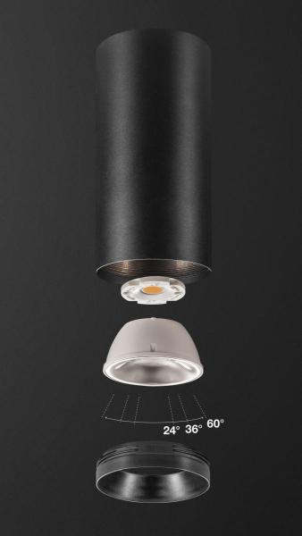 NUMINOS® L CL, PHASE, Deckenaufbauleuchte, 3000 K, 20 Watt, Phasenabschnitt, 36°, matt schwarz