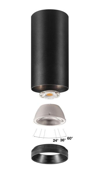 NUMINOS® L CL, PHASE, Deckenaufbauleuchte, 3000 K, 20 Watt, Phasenabschnitt, 36°, matt schwarz
