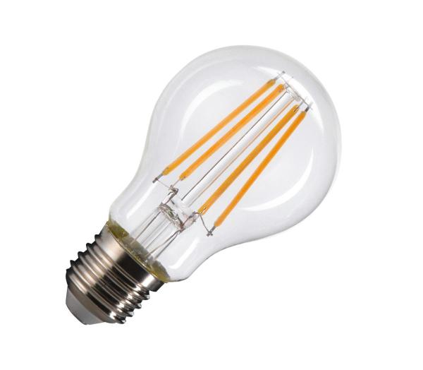 A60 E27, LED Leuchtmittel transparent 7,5 W 2700 K CRI 90 320°