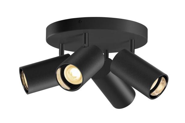 ASTO TUBE, Deckenaufbauleuchte, zylindrisch, max. 4x10 W, schwarz