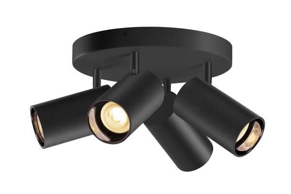 ASTO TUBE, Deckenaufbauleuchte, zylindrisch, max. 4x10 W, schwarz