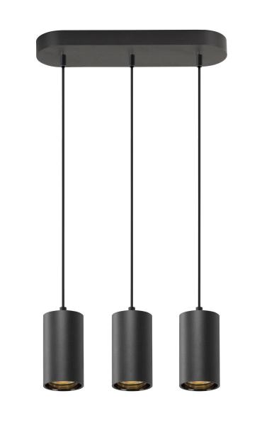 ASTO TUBE, Pendelleuchte, GU10, Pendellänge 250 cm, max. 3x10 W, schwarz