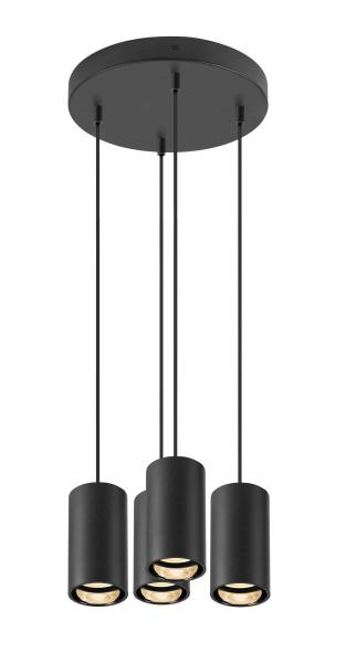 ASTO TUBE, Pendelleuchte, GU10, Pendellänge 250 cm, max. 4x10 W, schwarz