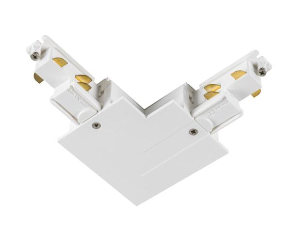 S-TRACK L-Verbinder, 3-Phasen-Einbauschiene, Erde außen, mit Einspeisemöglichkeit, DALI, PHASE, weiß