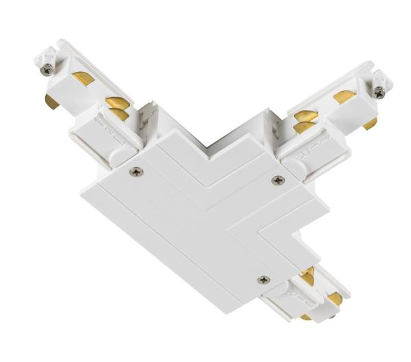 S-TRACK T-Verbinder, 3-Phasen-Einbauschiene, Erde innen rechts, mit Einspeisemöglichkeit, DALI, PHASE, weiß