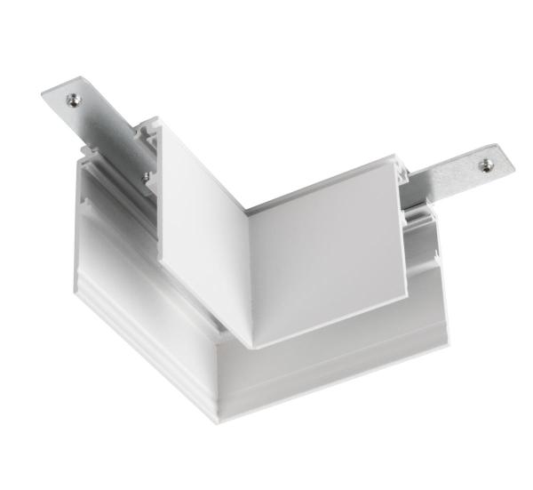 L-Verbinder mechanisch, 48V TRACK, für Aufbauschiene tief, rechts, weiß