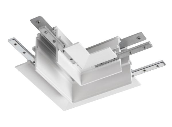 L-Verbinder mechanisch, 48V TRACK, für Einbauschiene tief, links, weiß