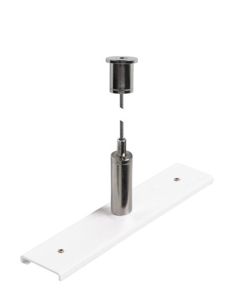 Schienenverstärkungsplatte mit Aufhängungsset, 48V TRACK, 3 m Drahtseil, weiß