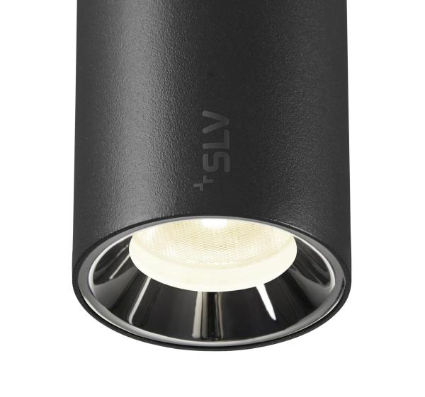 NUMINOS® XS, 48V Spot, rund, 4000 K, 8.7 W, DALI 2, 20°, matt schwarz / glänzend chrom