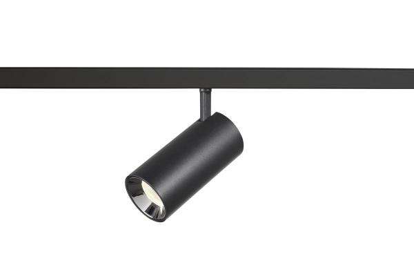 NUMINOS® S, 48V Spot, rund, 4000 K, 16 W, DALI 2, 20°, matt schwarz / glänzend chrom