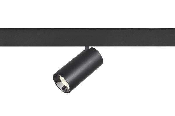 NUMINOS® S, 48V Spot, rund, 4000 K, 16 W, DALI 2, 20°, matt schwarz / glänzend chrom