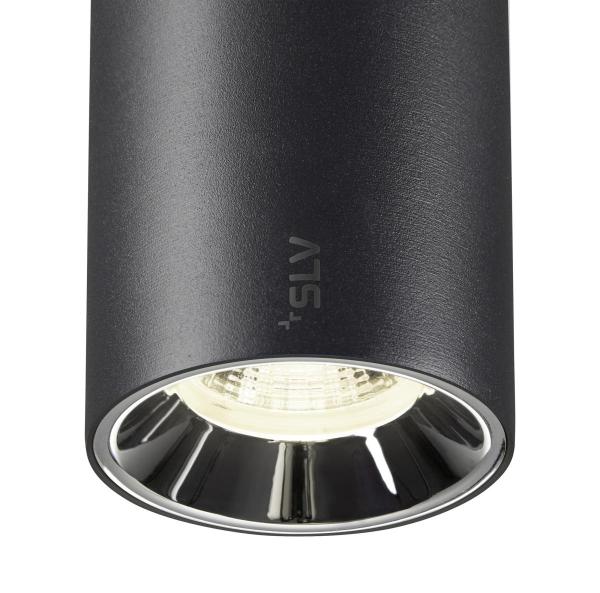 NUMINOS® S, 48V Spot, rund, 4000 K, 16 W, DALI 2, 55°, matt schwarz / glänzend chrom