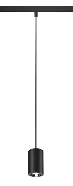 NUMINOS® XS, 48V Pendelleuchte, Pendellänge 150 cm, 4000 K, 55°, DALI 2, matt schwarz / glänzend chrom